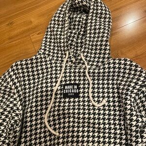 Black and White Houndstooth Hoodie Sweater